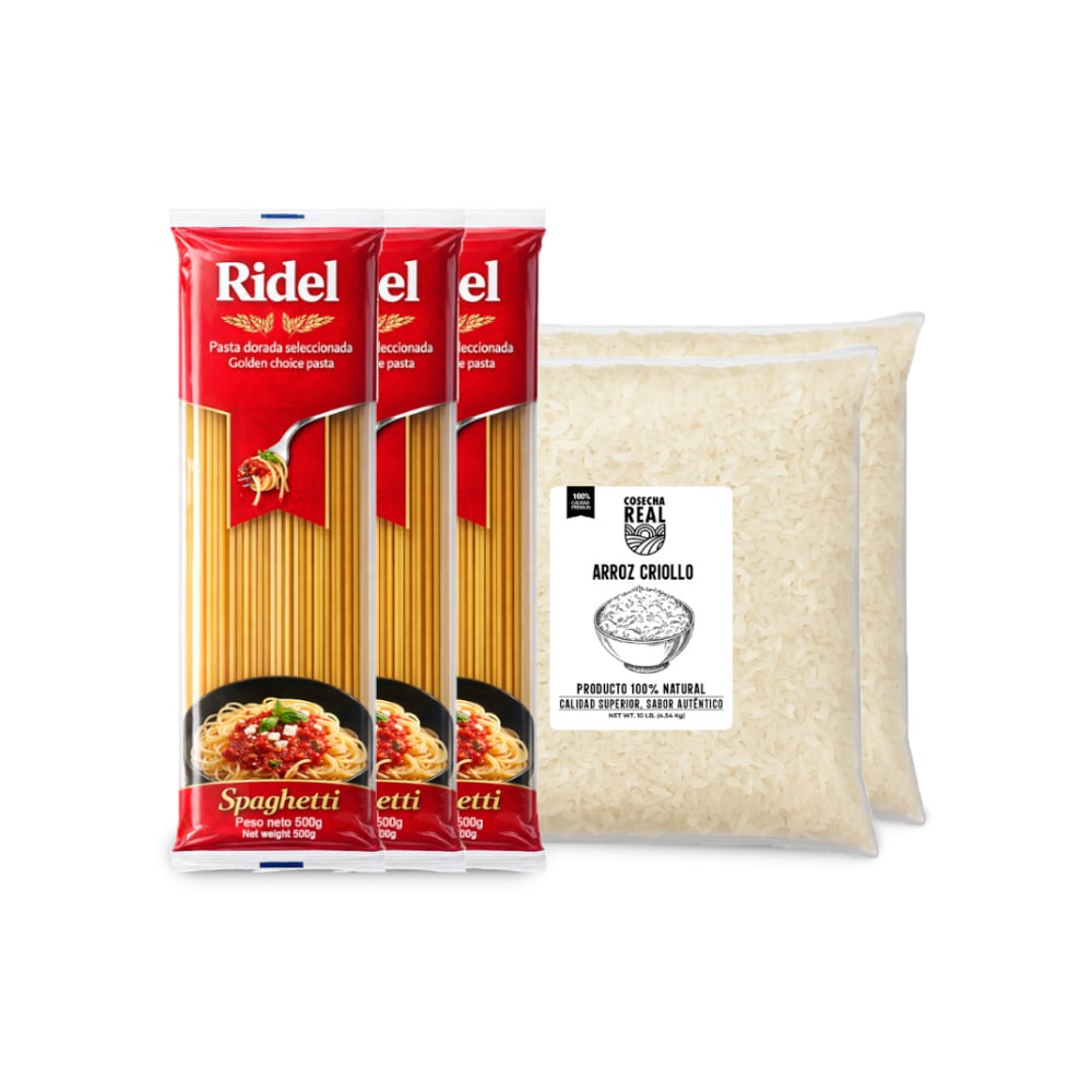 Combo mixto #5: Arroz criollo Cosecha Real + Espaguetis Ridel - Imagen 1