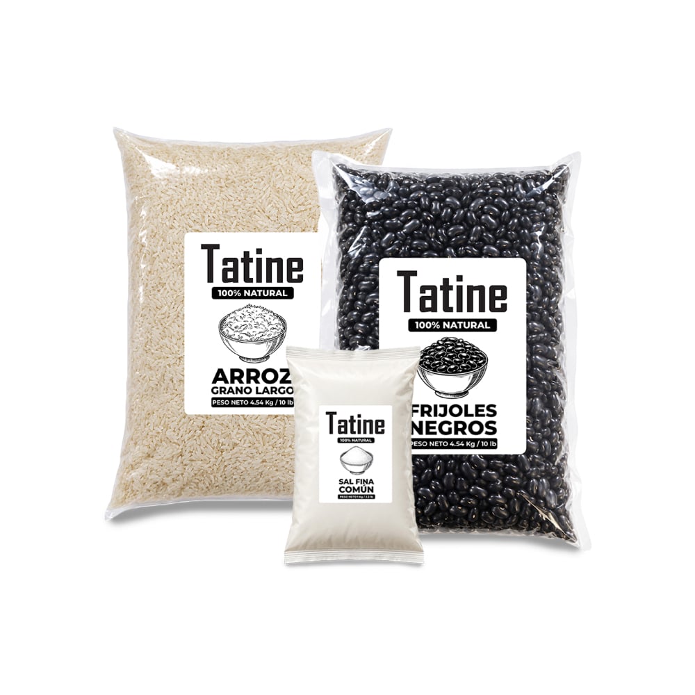 Combo básico Tatine #16: Frijoles negros Tatine + Arroz de grano largo Tatine + Sal fina común Tatine - Imagen 1