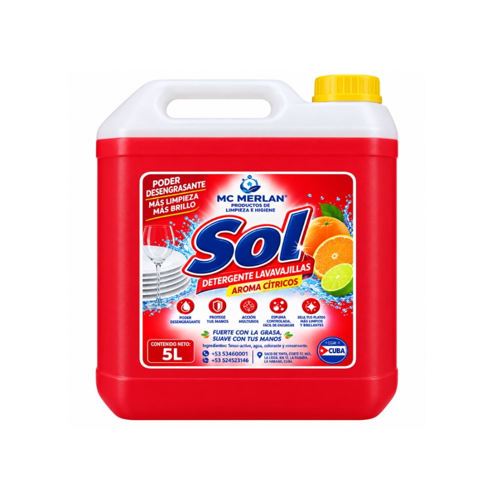 Detergente lavavajilla con aroma cítrico Sol (5 L) - Imagen 1