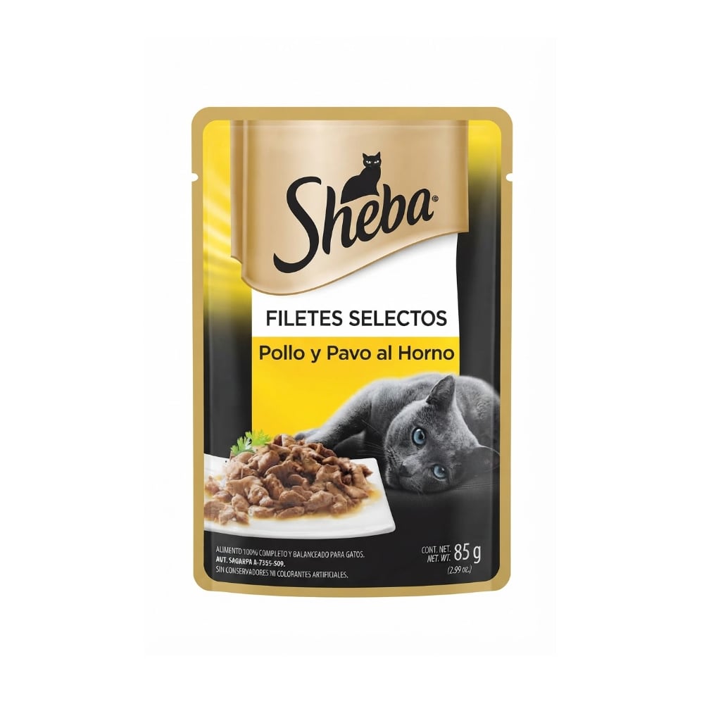 Comida para gatos filetes selectos de pollo y pavo al horno Sheba (85 g / 2.99 oz) - Imagen 1