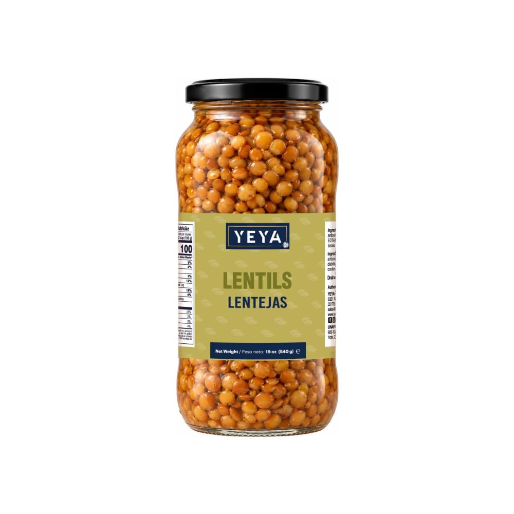 Lentejas en frasco de vidrio YEYA (540 g / 19 oz) - Imagen 1