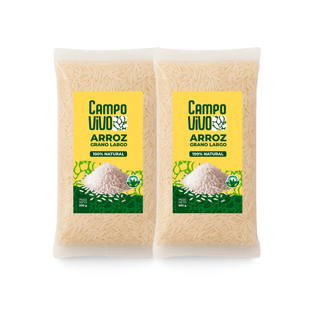 Arroz de grano largo Campo Vivo (2 x 500 g / 1.1 lb) - Imagen 1