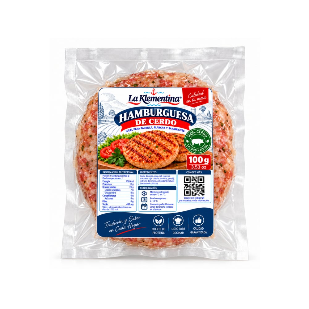 Hamburguesa de cerdo La Klementina (100 g / 3.53 oz) - Imagen 1
