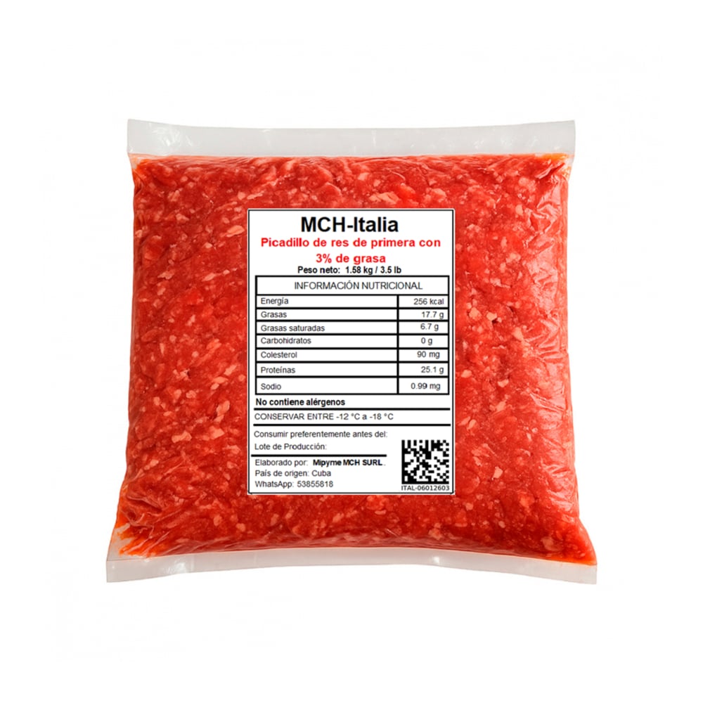 Picadillo de res de primera con 3% de grasa MCH-Italia (1.58 kg / 3.5 lb) - Imagen 1