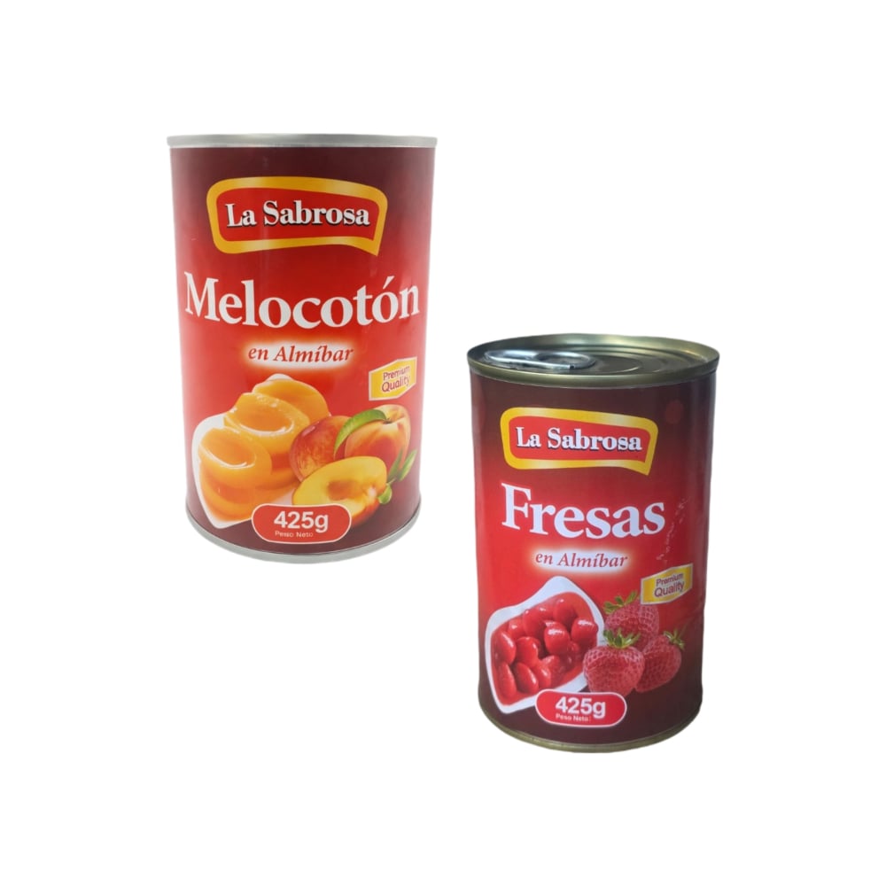 Melocotón en almíbar + Fresas en almíbar - Imagen 1