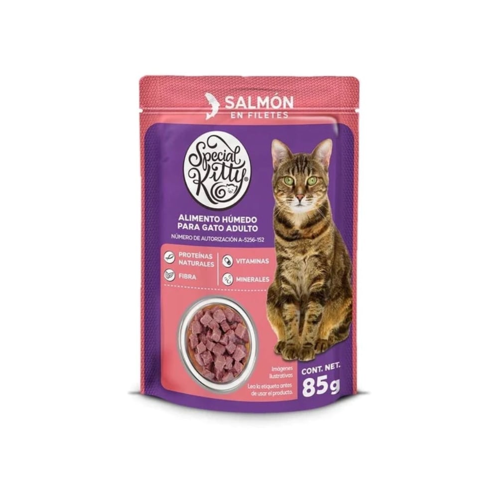 Alimento húmedo para gatos adultos sabor salmón en filetes Special Kitty (85 g / 3 oz) - Imagen 1