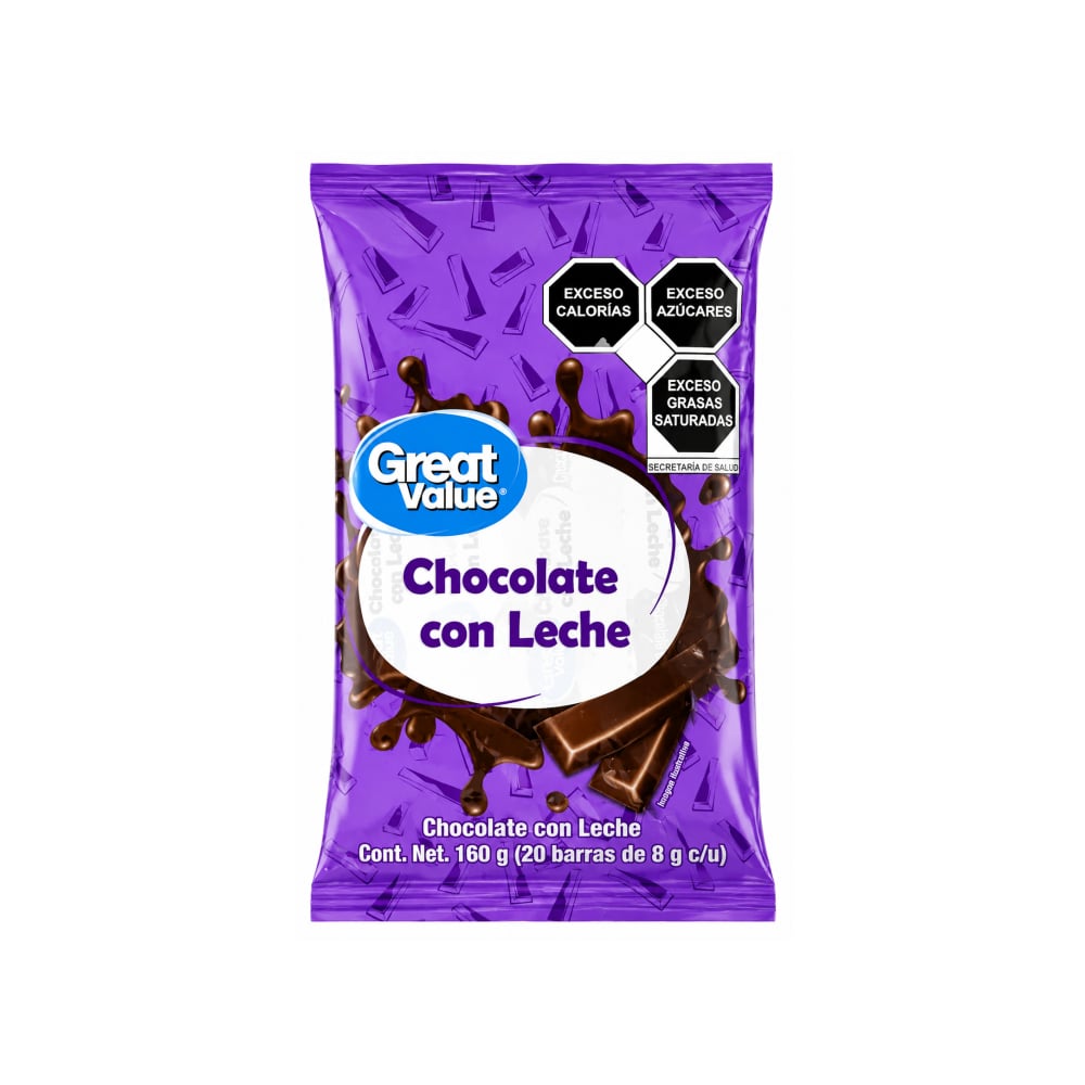 Chocolate con leche Great Value (160 g / 5.64 oz) - Imagen 1