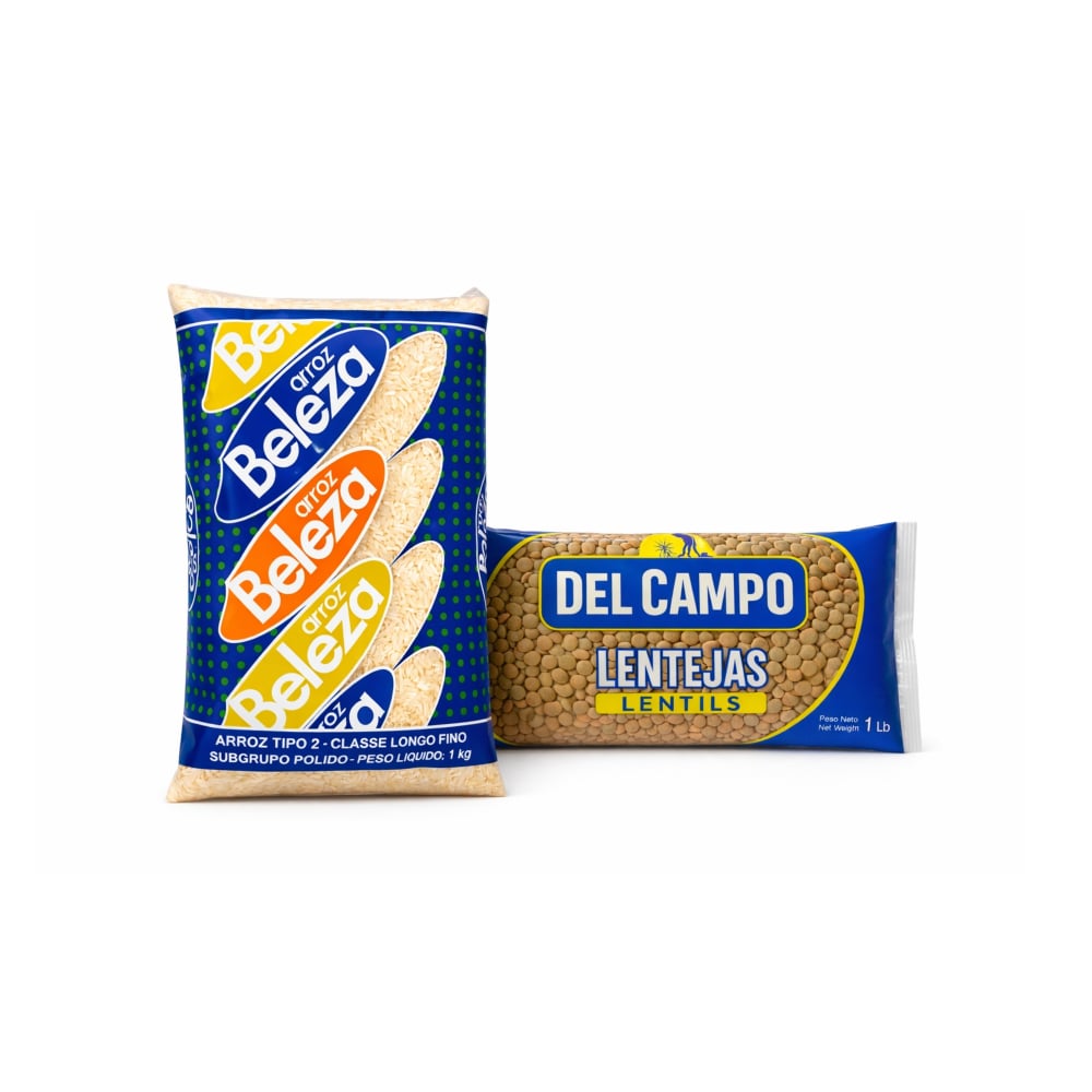 Arroz tipo 2 Beleza (1 kg / 2.20 lb) + Lentejas Del Campo (454 g / 1 lb) - Imagen 1