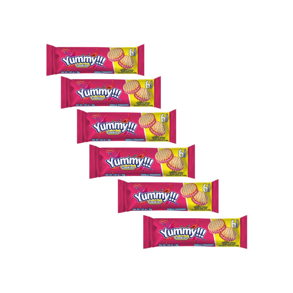 Galletas sándwich de vainilla rellenas de crema sabor a fresa Delizola (6 x 35 g / 1.23 oz) - Imagen 1