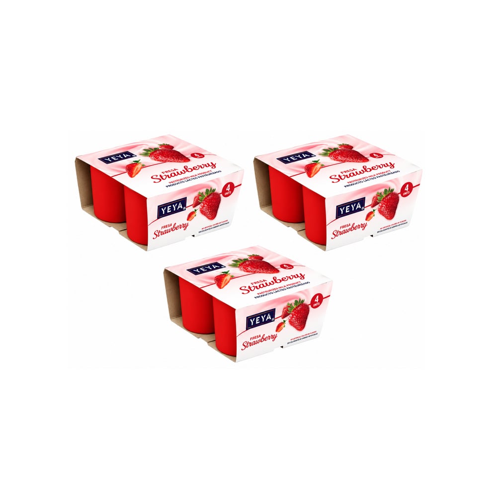 Yogurt pasteurizado sabor a fresa YEYA (12 x 125 g / 4.41 oz) - Imagen 1