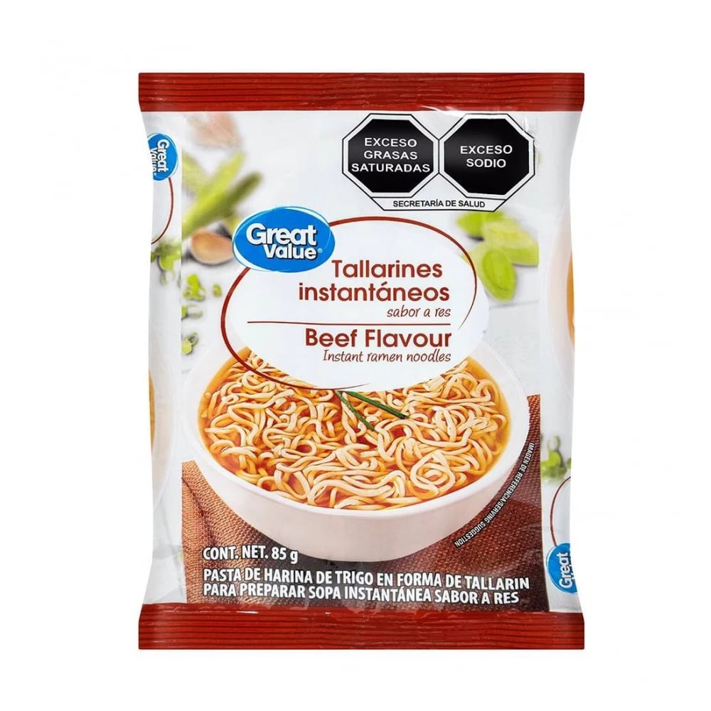 Sopa - tallarines- instantáneos sabor a res Great Value (85 g / 3 oz) - Imagen 1