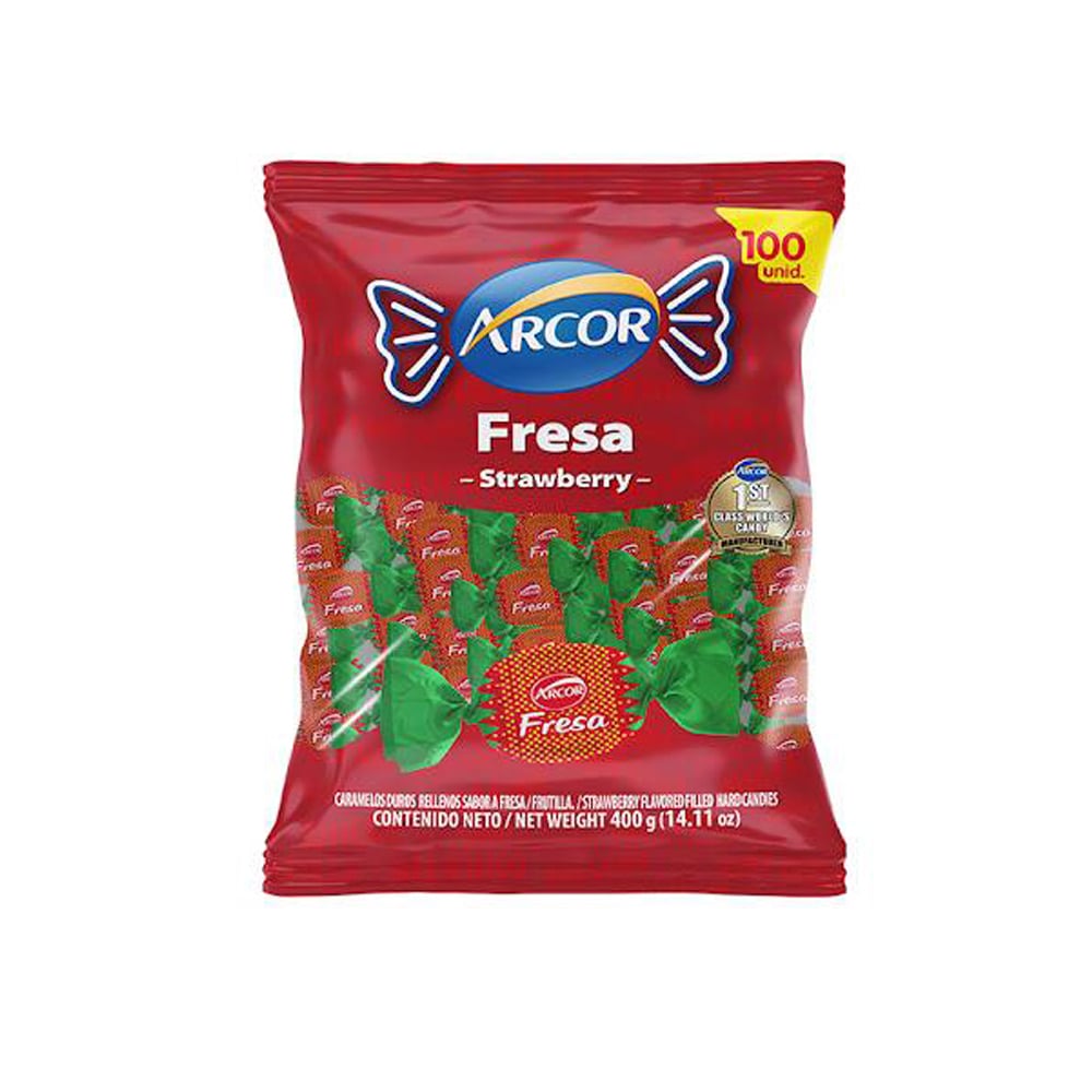 Caramelos duros rellenos sabor a fresa Arcor (400 g / 14.11 oz) - Imagen 1