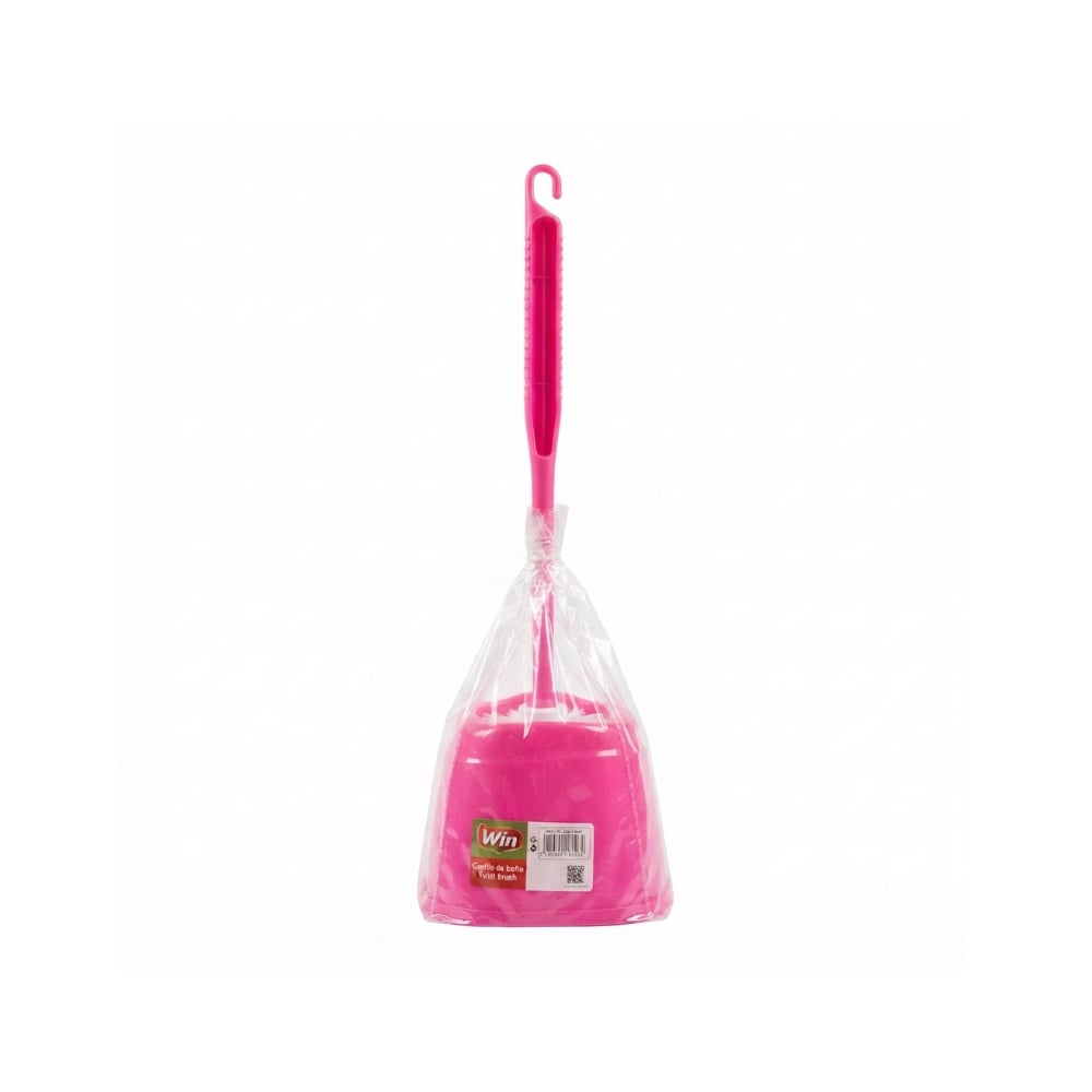 Escobilla de baño de plástico rosa con mango y soporte Win (1 U) - Imagen 1