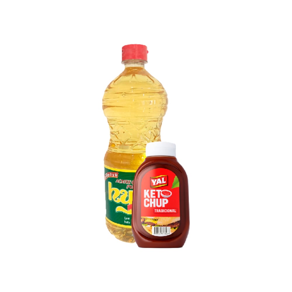 Ketchup tradicional Val (400 g / 14.11 oz) + Aceite de soya puro Hysa (1 L) - Imagen 1