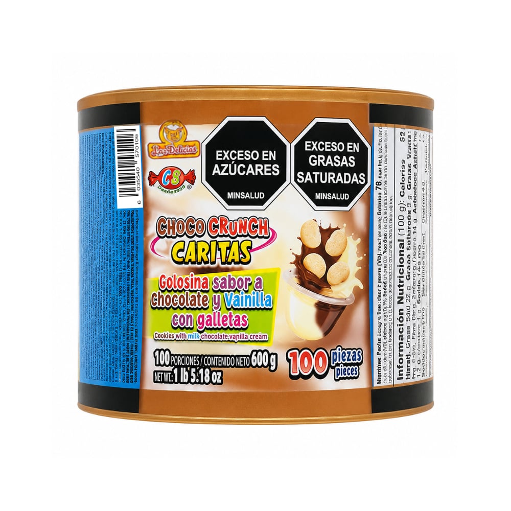 Golosina sabor a chocolate y vainilla con galletas Las Delicias (600 g / 1.3 lb) - Imagen 1