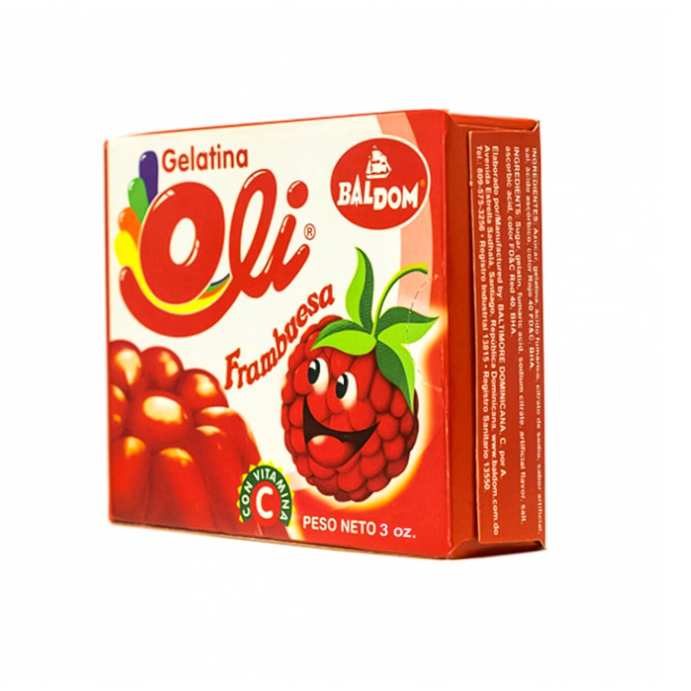Gelatina sabor frambuesa Oli (85 g / 3 oz) - Imagen 1