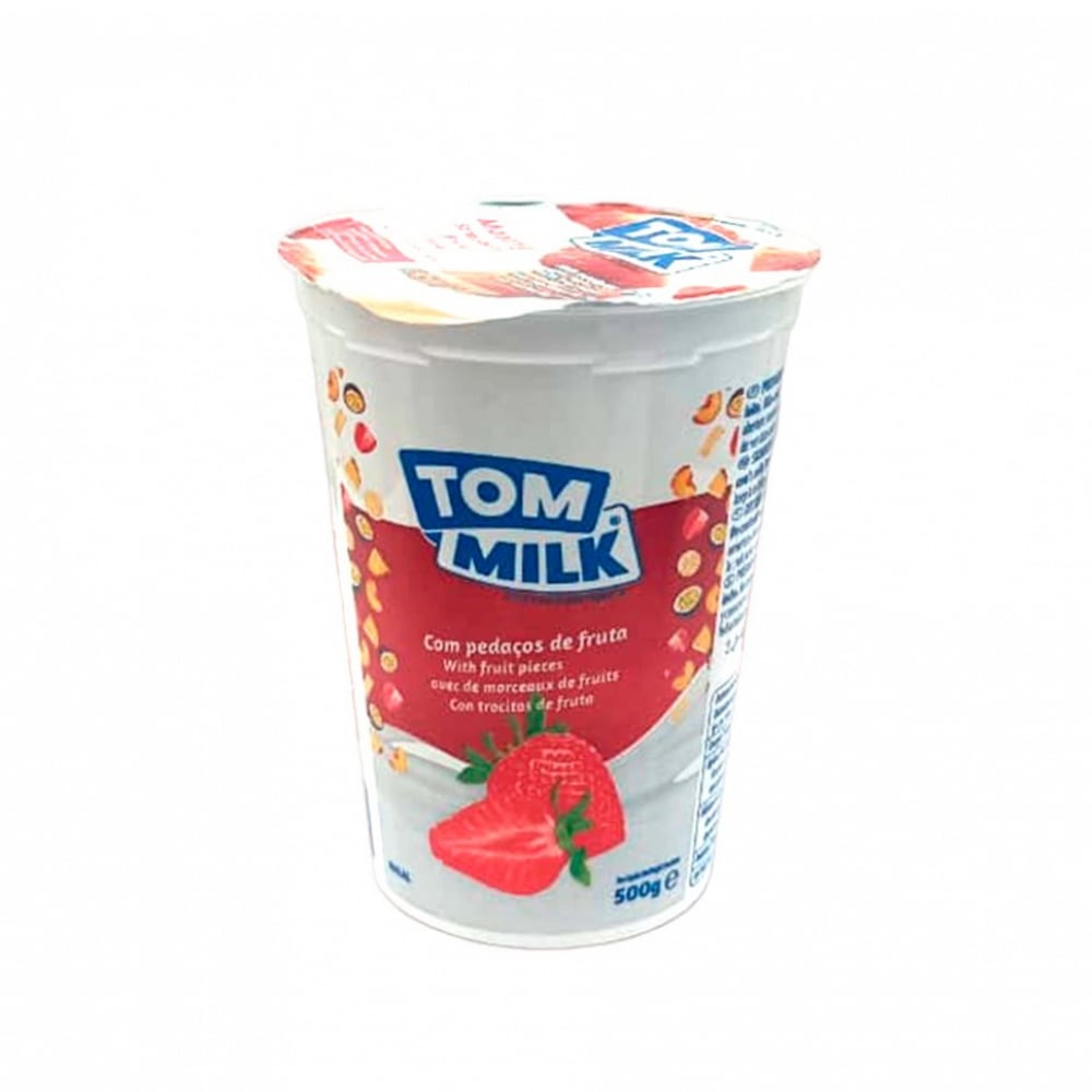 Yogurt pasteurizado sabor fresa con trocitos de frutas Tom Milk (500 g / 1.10 lb) - Imagen 1