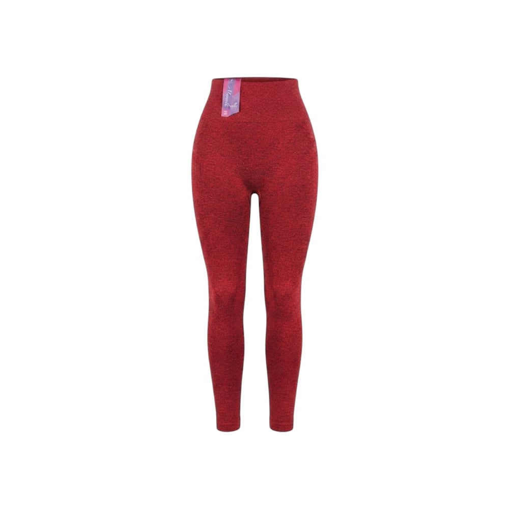 Licra larga deportiva con bolsillos y tiro alto rojo jaspeado Marcella (Talla única) - Imagen 1