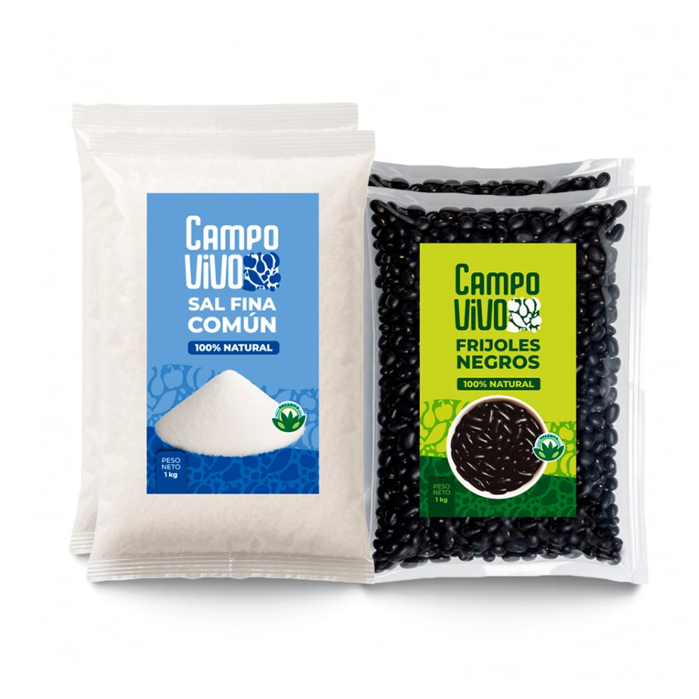 Combo de grano y sazón Campo Vivo #12: Sal fina común + Frijoles negros - Imagen 1