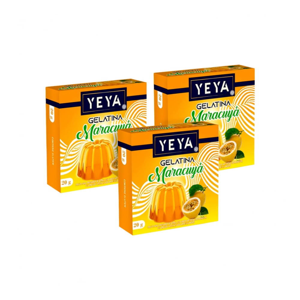 Gelatina sabor maracuyá YEYA (3 x 20 g) - Imagen 1