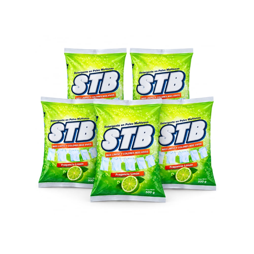 Detergente en polvo multiusos con fragancia a limón STB (5 x 500 g / 1.1 lb) - Imagen 1