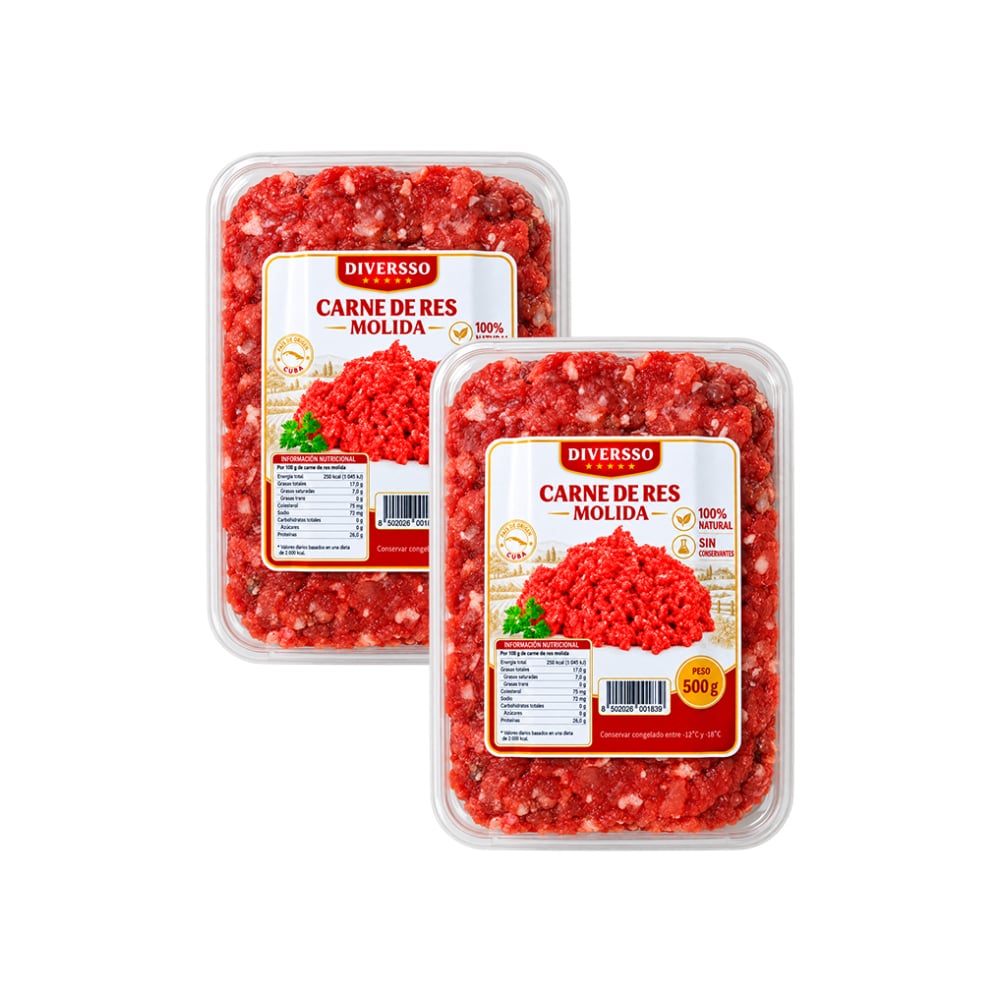 Carne de res molida Diversso (2 x 500 g / 1.1 lb) - Imagen 1