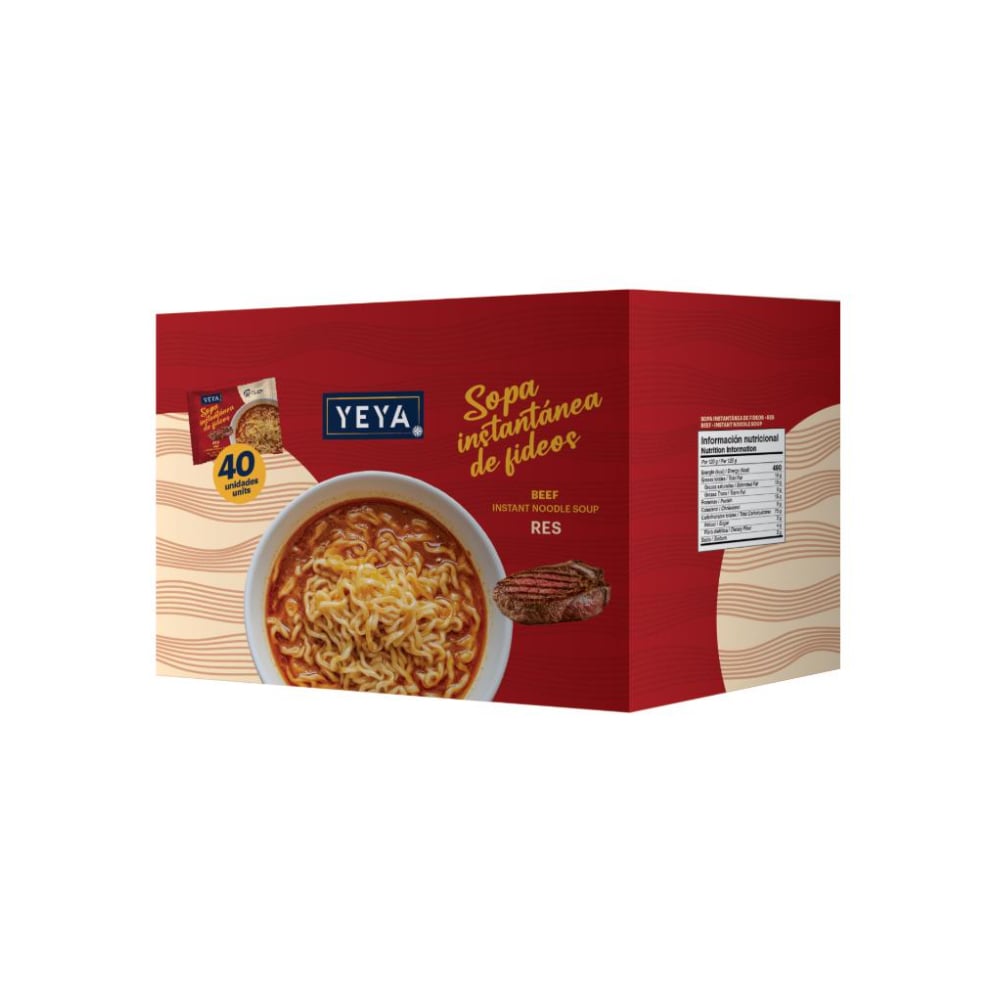 Sopa instantánea de fideos con sabor a res YEYA (40 x 75 g / 2.6 oz) - Imagen 1