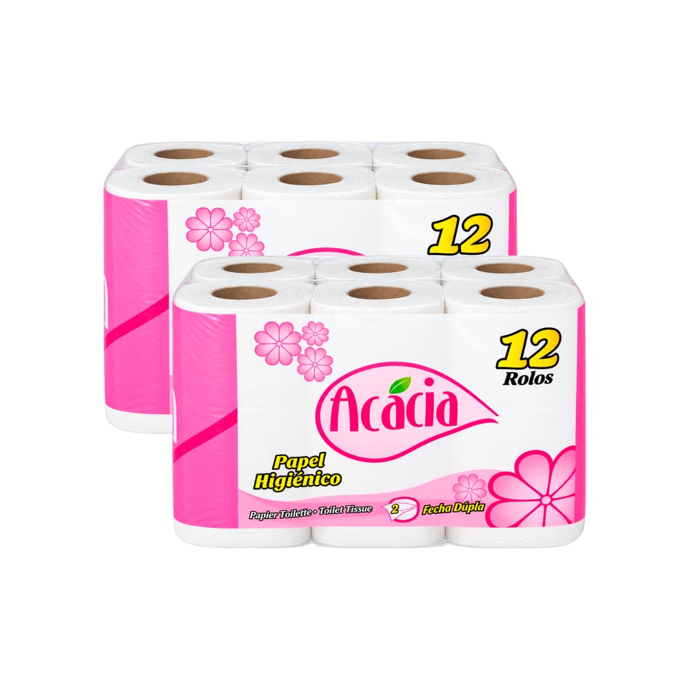 Papel sanitario doméstico doble hoja Acácia (2 x 12 U) - Imagen 1