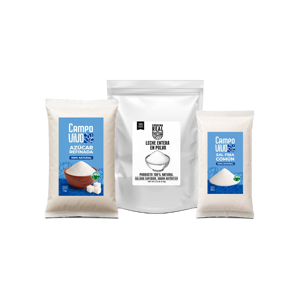 Combo básico #8: Leche entera en polvo + Sal fina común + Azúcar refinada - Imagen 1