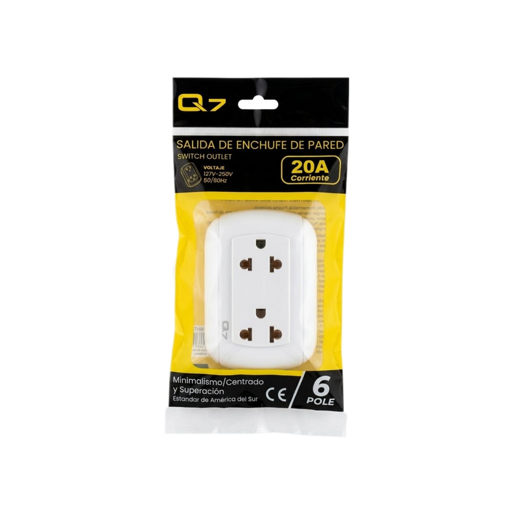 Tomacorriente con salida de enchufe de pared Q7 (20A / 127V-250V / 6 Pole) - Imagen 1