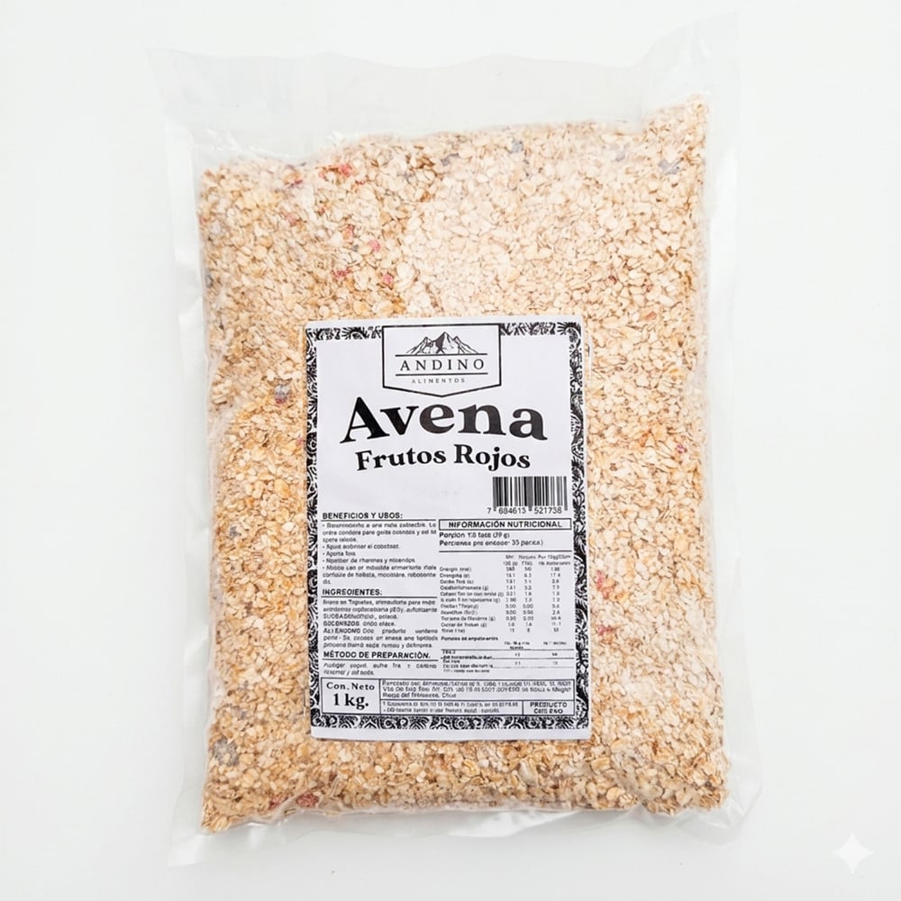 Avena en hojuelas frutos rojos Andino (1 kg / 2.2 lb) - Imagen 1