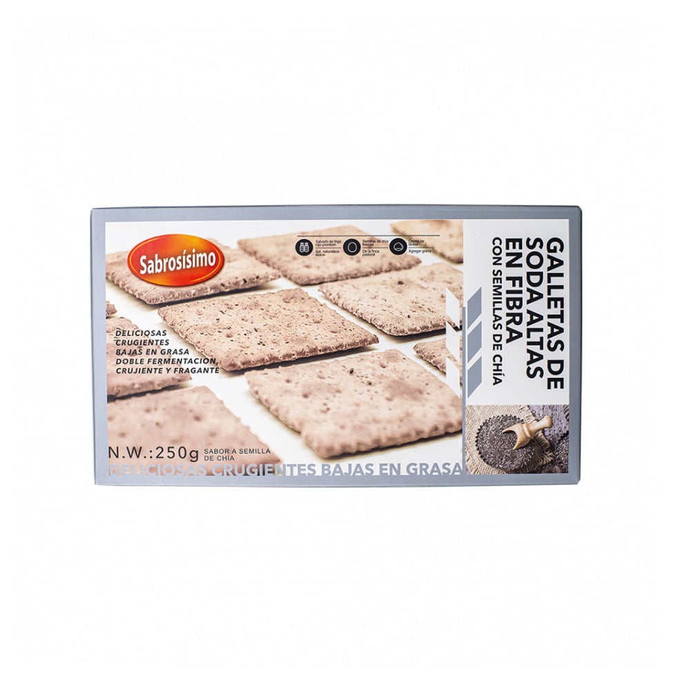 Galletas de soda de grano negro con semilla de chía Sabrosísimo (250 g / 8.81 oz) - Imagen 1