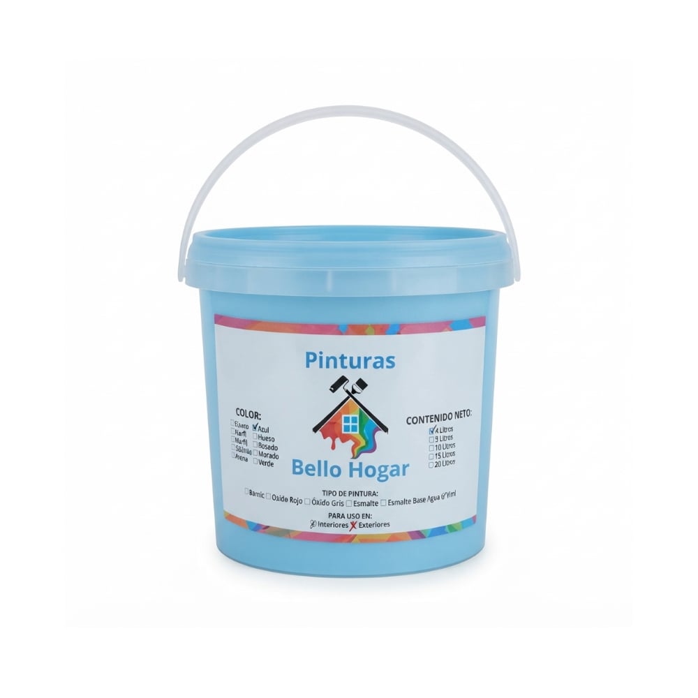 Pintura vinílica para interiores y exteriores color azul Bello Hogar (4 L) - Imagen 1
