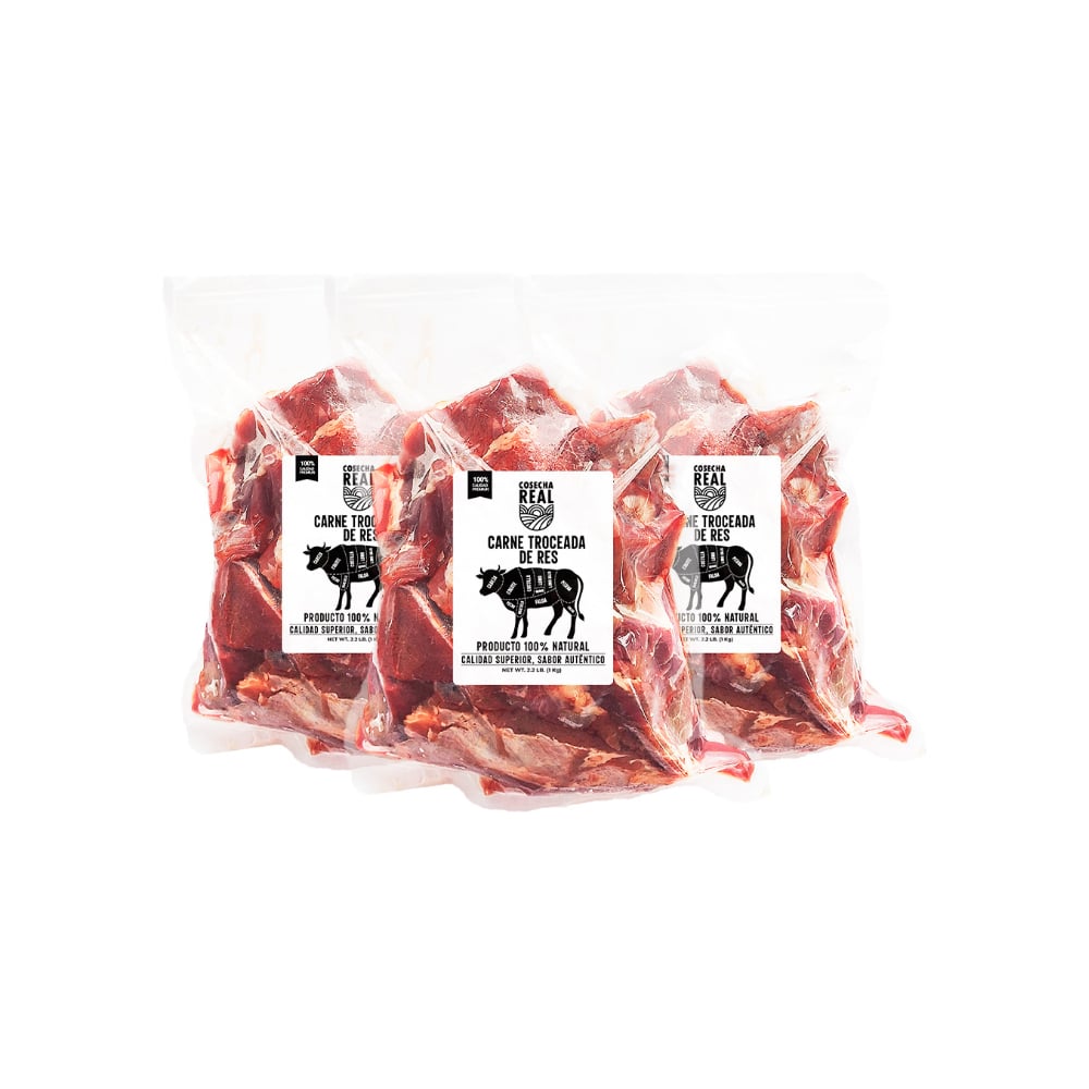 Carne troceada de res Cosecha Real (3 x 1 kg / 2.2 lb) - Imagen 1