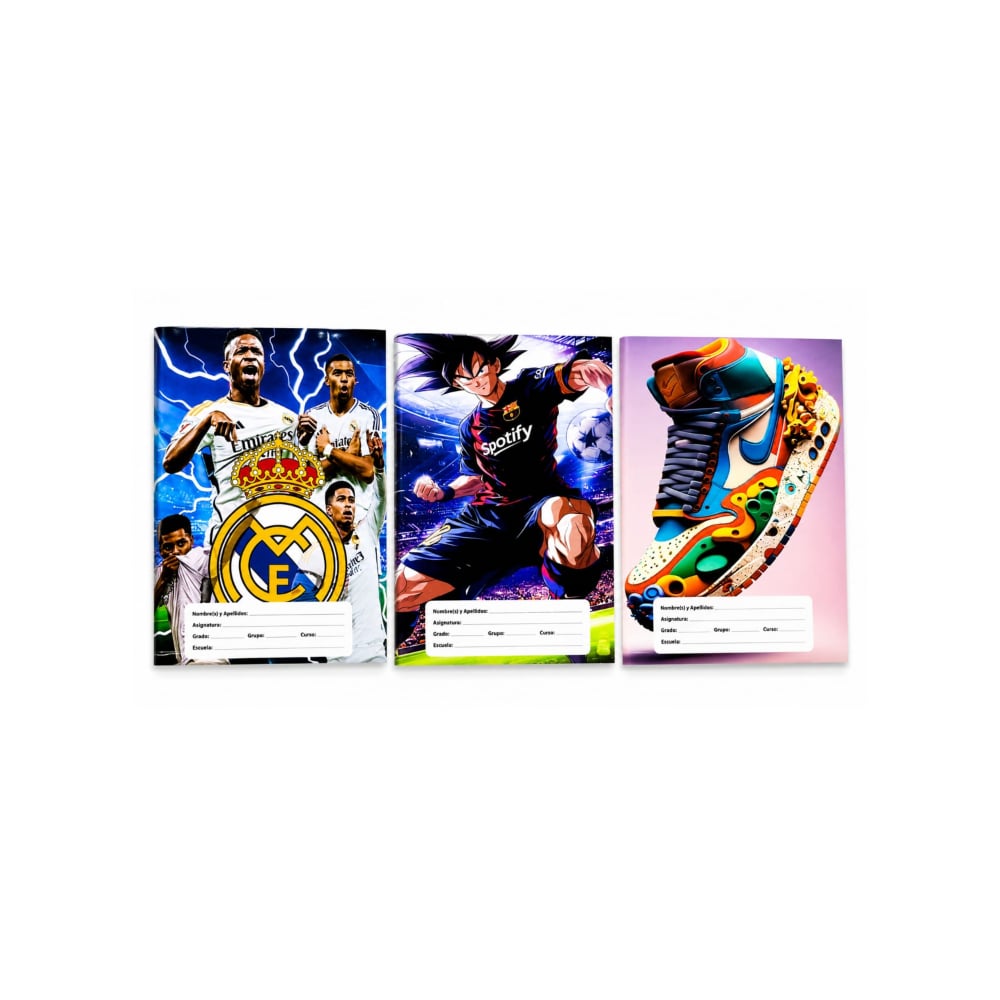 Libretas rayadas con temática de fútbol Beifa (3 U) - Imagen 1