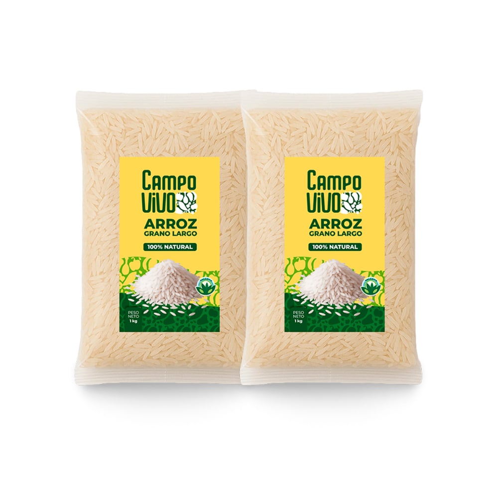 Arroz de grano largo Campo Vivo (2 x 1 kg / 2.2 lb) - Imagen 1