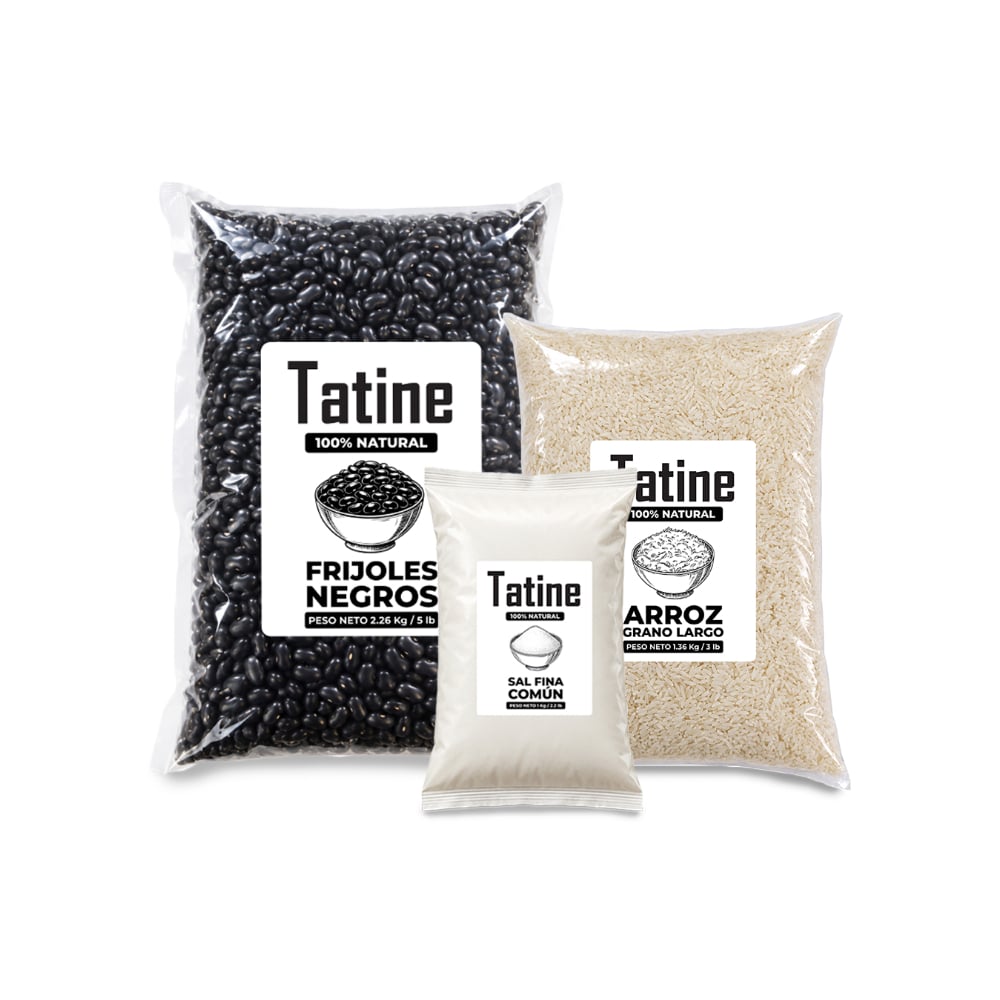 Combo básico Tatine #13: Frijoles negros Tatine + Arroz de grano largo Tatine + Sal fina común Tatine - Imagen 1