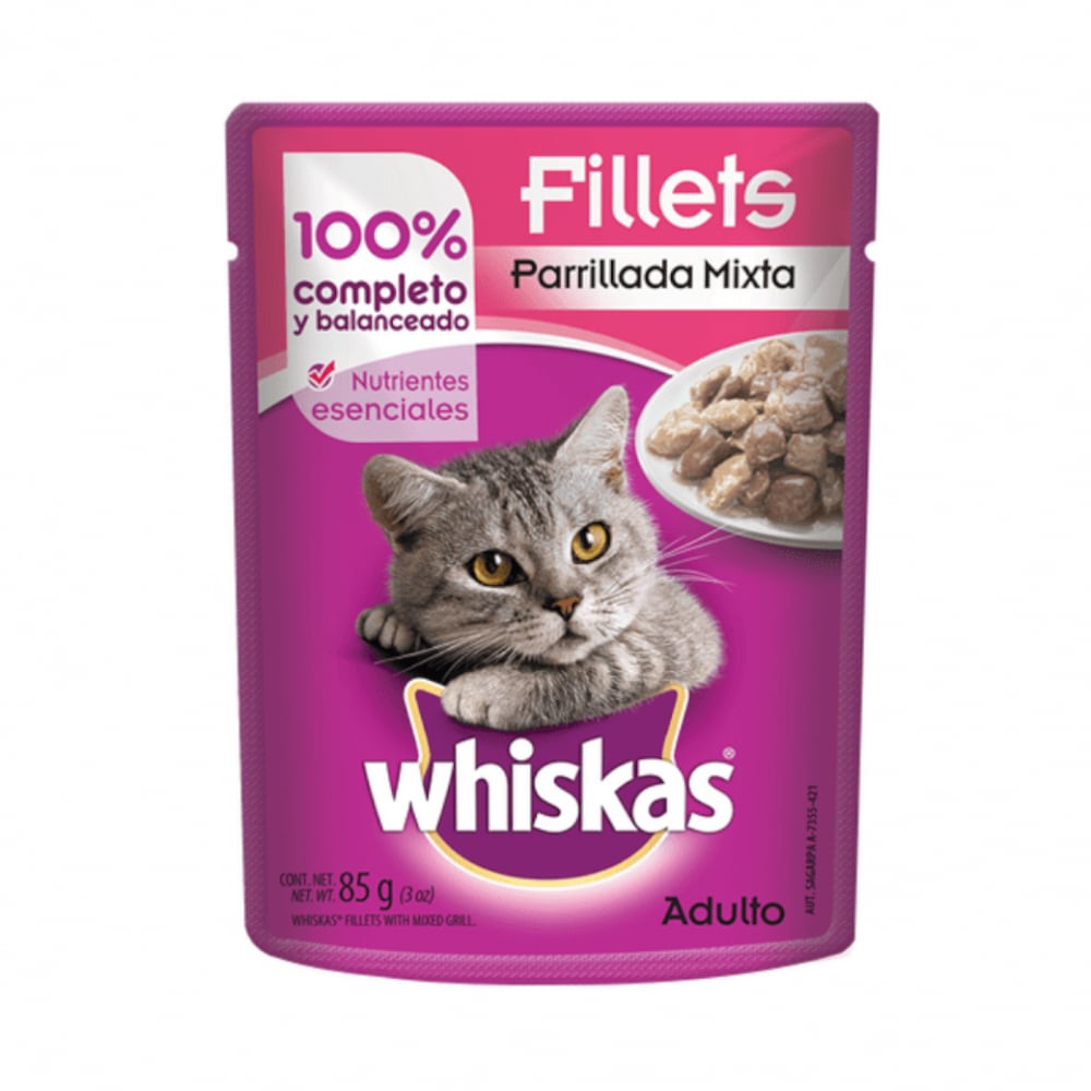 Comida para gatos adultos filetes de parillada mixta Whiskas (85 g / 2.99 oz) - Imagen 1