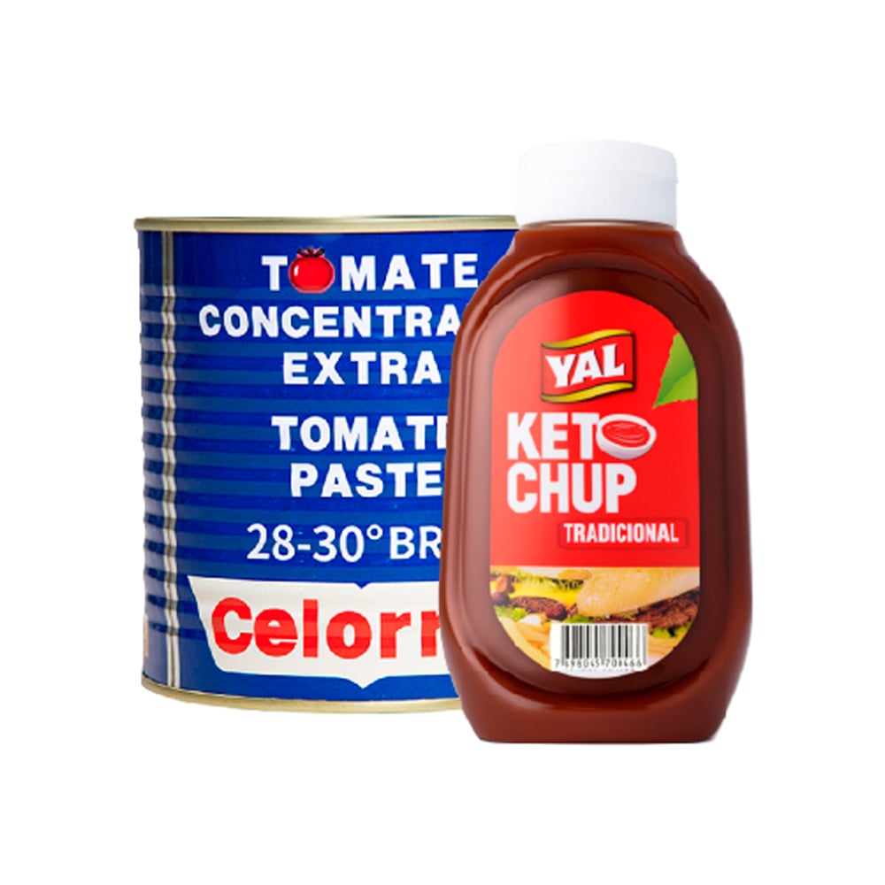 Ketchup tradicional Val (400 g / 14.11 oz) + Pasta de tomate concentrado extra Celorrio (800 g / 28.22 oz) - Imagen 1