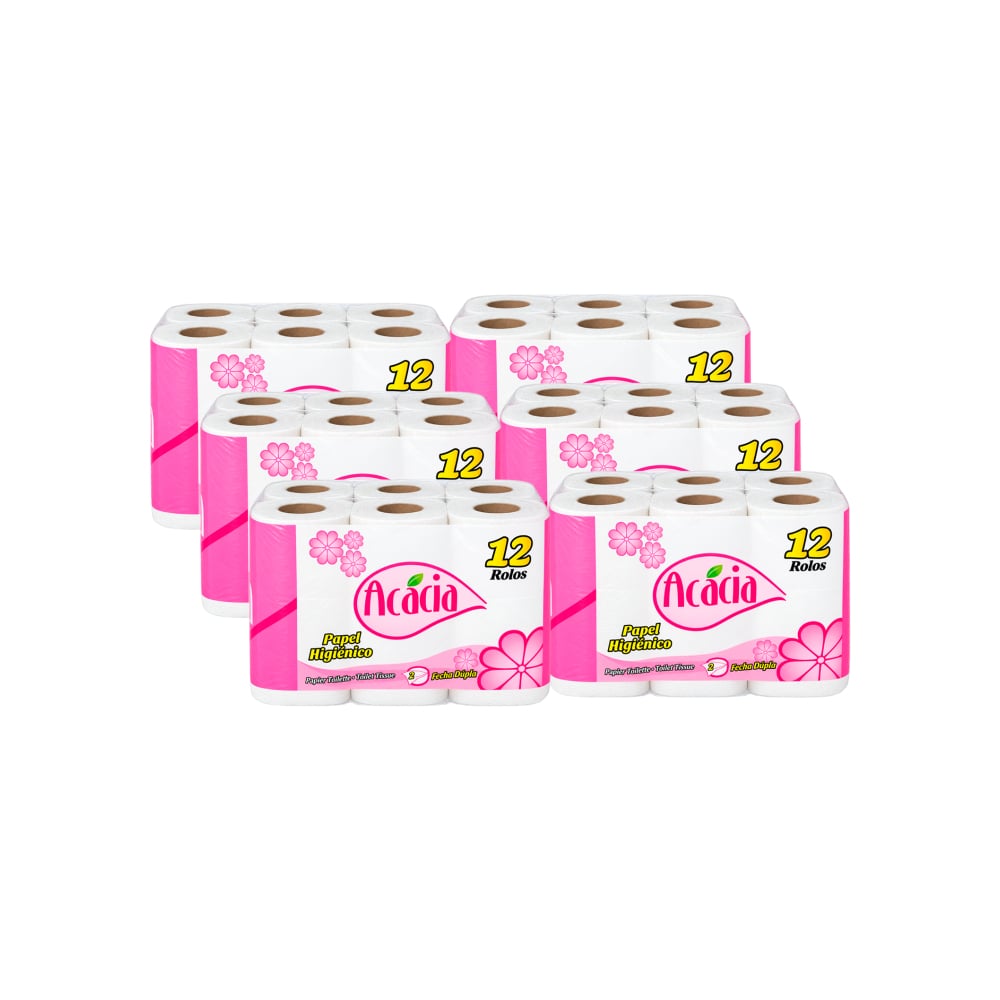 Papel sanitario doméstico doble hoja Acácia (6 x 12 U) - Imagen 1
