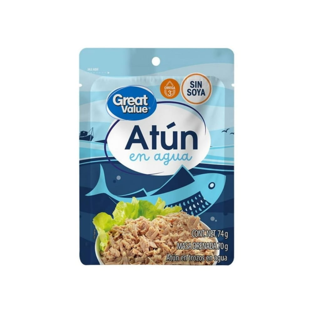 Atún en trozos en agua Great Value (74 g / 2.6 oz) - Imagen 1