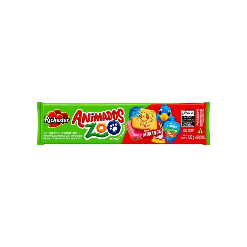 Galletas con relleno sabor fresa Animados Zoo Richester (130 g / 4.59 oz) - Imagen 1