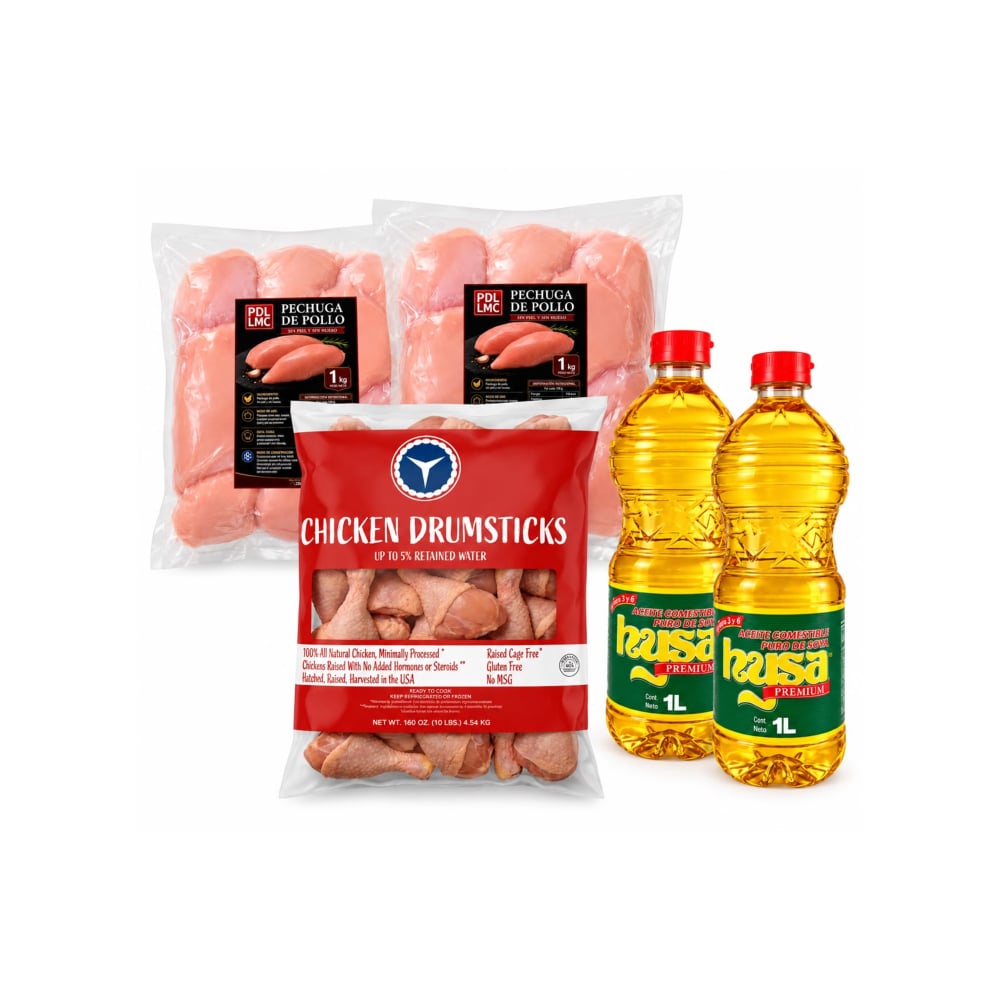 Muslos de pollo + Pechuga de pollo sin piel y sin hueso + Aceite de soya puro - Imagen 1