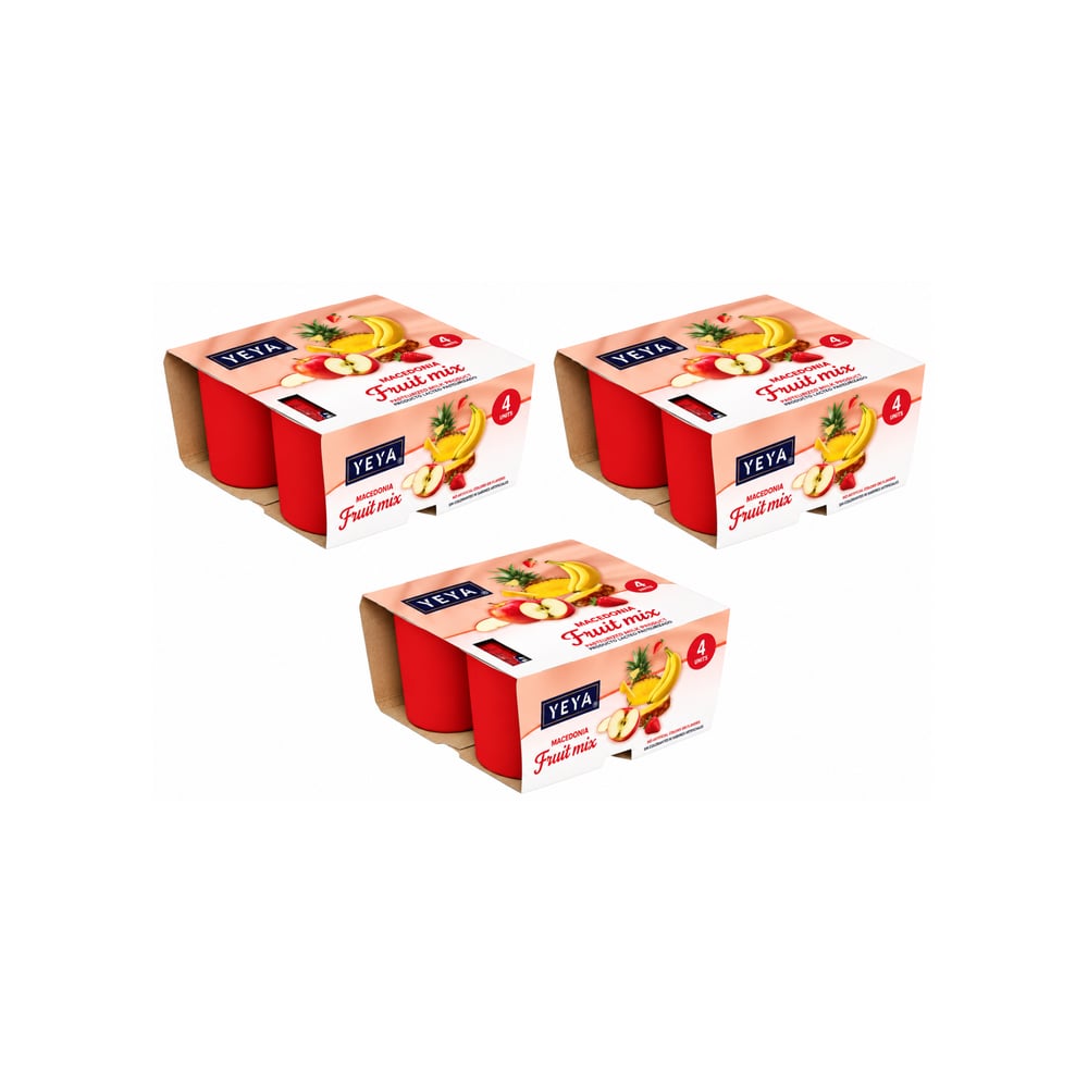 Yogurt pasteurizado sabor macedonia YEYA (12 x 125 g / 4.41 oz) - Imagen 1