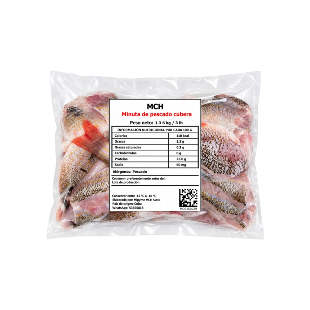 Minuta de pescado cubera MCH (1.36 kg / 3 lb) - Imagen 1