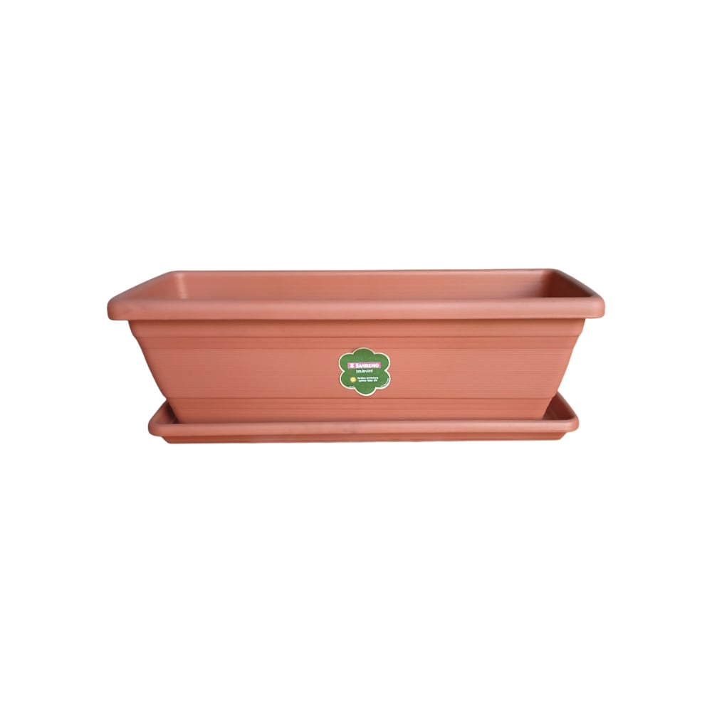 Maceta rectangular de plástico + Plato rectangular de plástico - Imagen 1