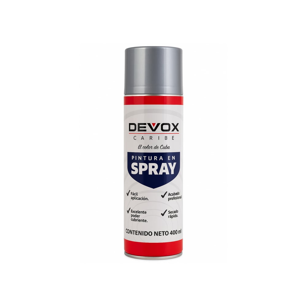 Pintura en spray color aluminio Devox Caribe (400 ml / 10 oz) - Imagen 1