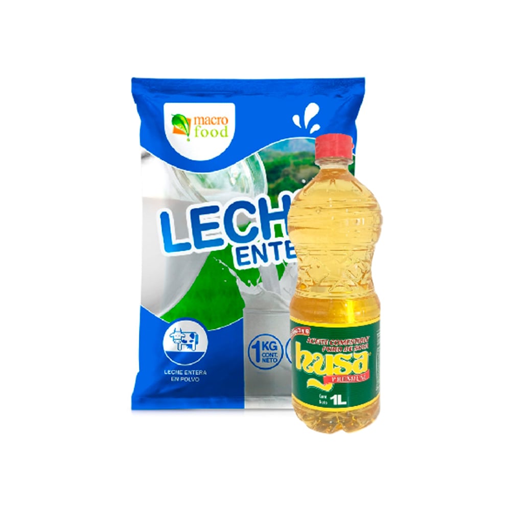 Aceite de soya puro Hysa (1 L) + Leche entera en polvo Macro Food (1 kg / 2.2 lb) - Imagen 1