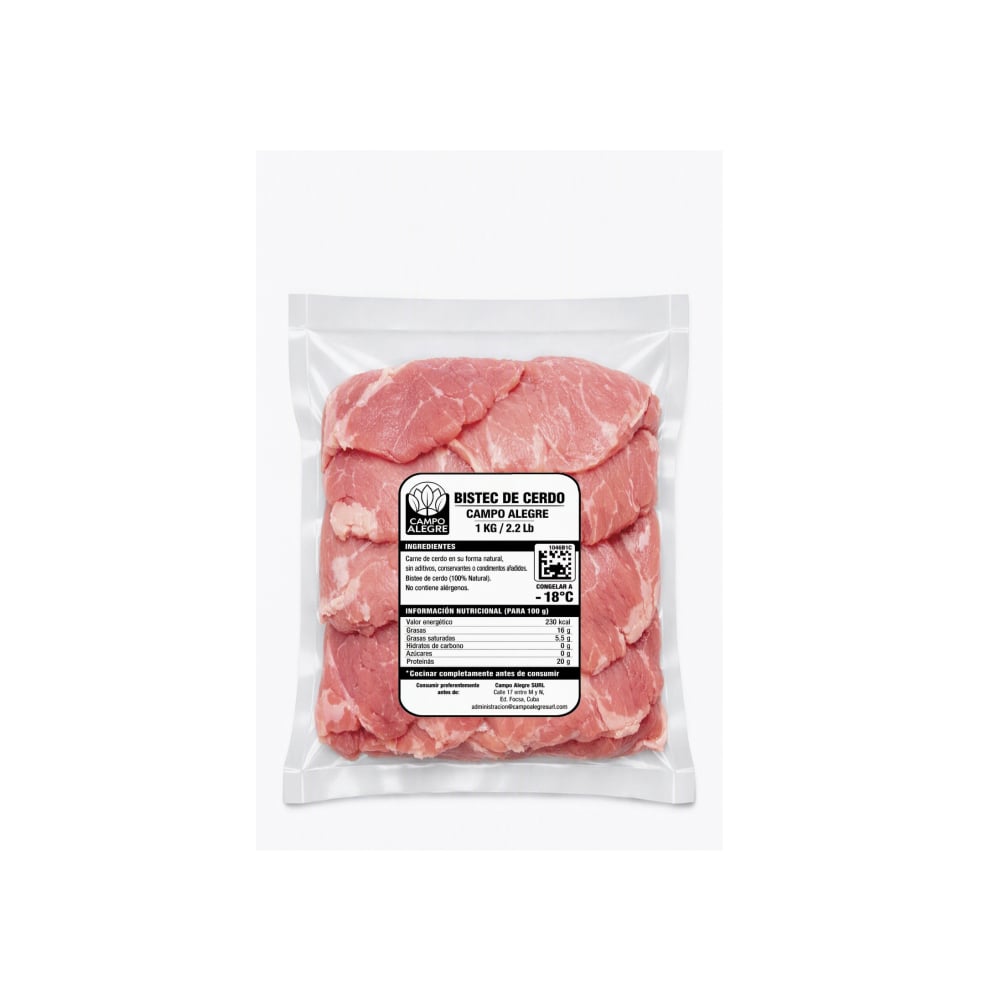 Bistec de cerdo Campo Alegre (1 kg / 2.2 lb) - Imagen 1