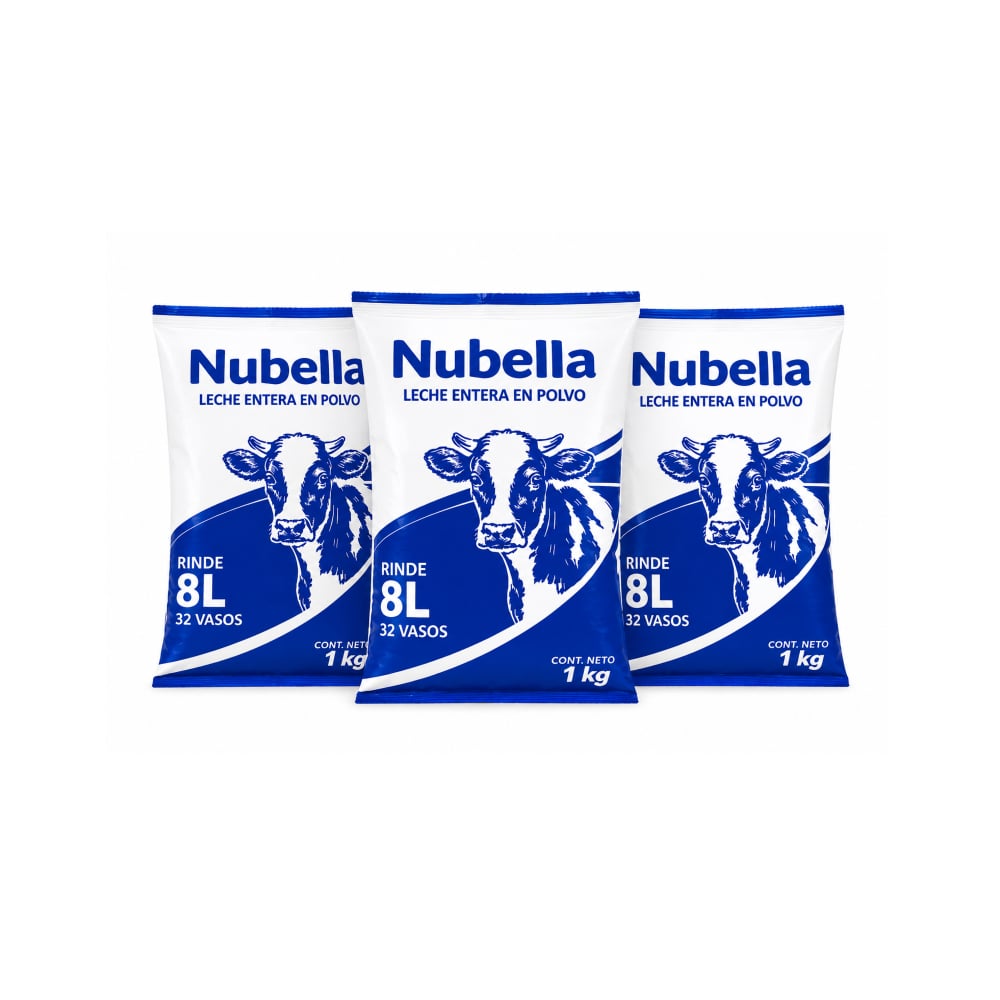 Leche en polvo entera Nubella (3 x 1 kg / 2.2 lb) - Imagen 1